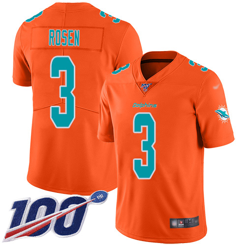 Nike Miami Dolphins 3 Josh Rosen Orange Youth Stitched NFL Limited Inverted Legend 100th Season Jersey